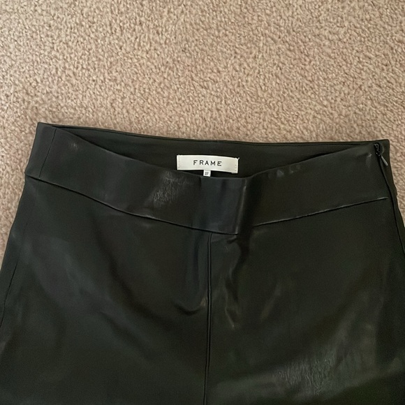 Frame Leather Flounce Hem Pull on flarepants